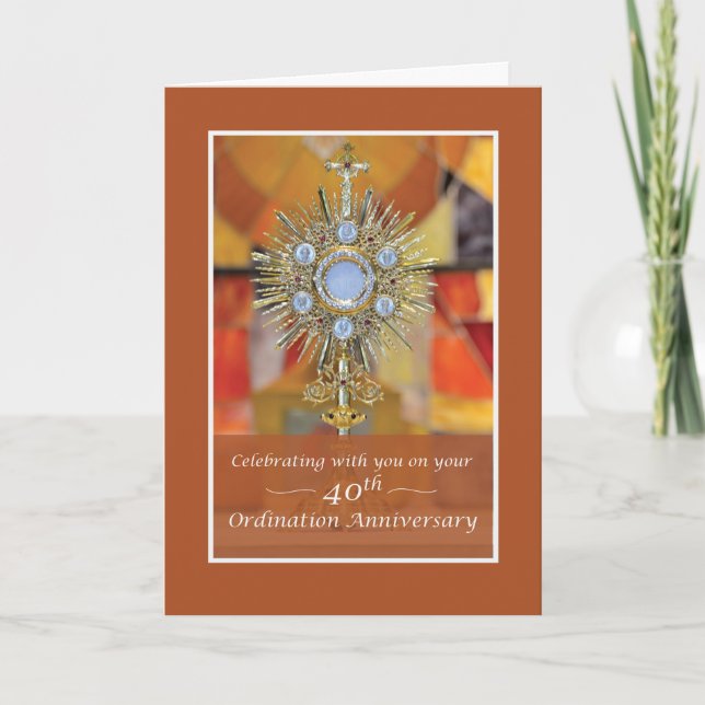 Priest 40th Ordination Anniversary Monstrance Host Card (Front)