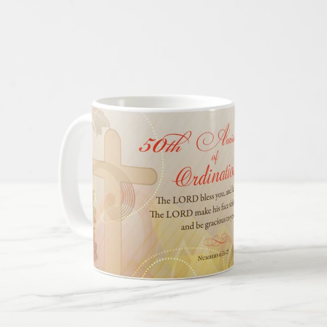 Priest, 50th Anniversary of Ordination Blessing Coffee Mug (Front Left)