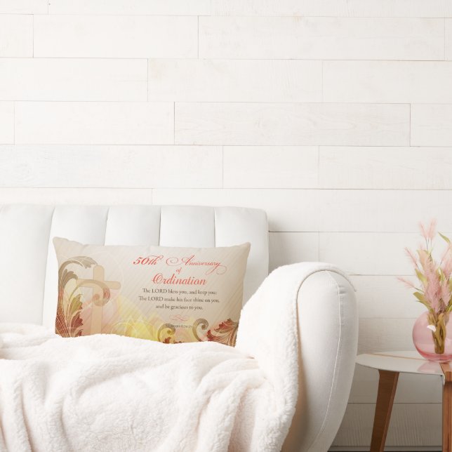 Priest, 50th Anniversary of Ordination Blessing Lumbar Cushion (Couch)