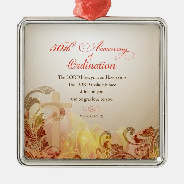 Priest, 50th Anniversary of Ordination Blessing Metal Tree Decoration (Front)