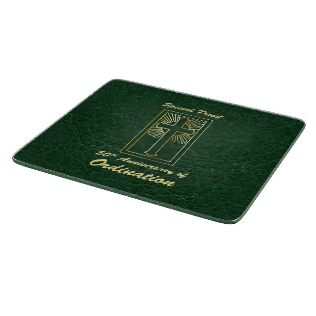 Priest 50th Anniversary of Ordination Leather Look Cutting Board (Corner)