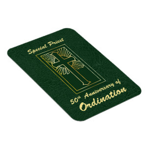 Priest 50th Anniversary of Ordination Leather Look Magnet