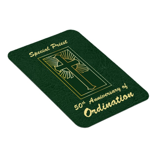 Priest 50th Anniversary of Ordination Leather Look Magnet (Right Side)