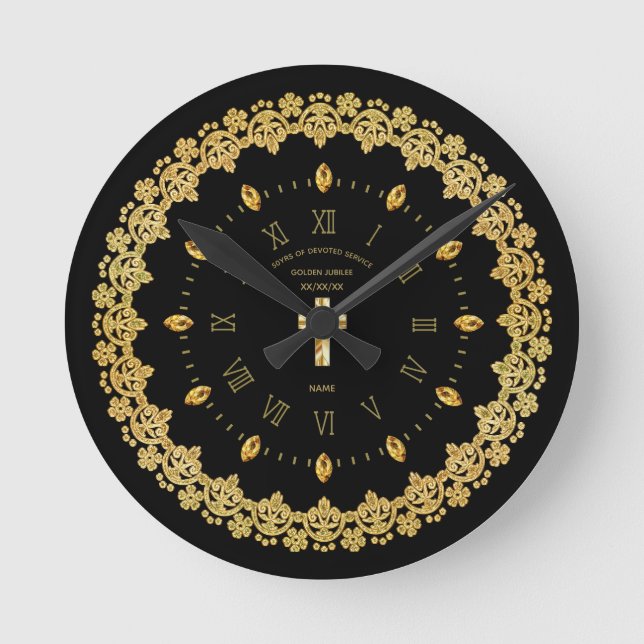 Priest 50th Golden Jubilee Ordained Anniversary Round Clock (Front)
