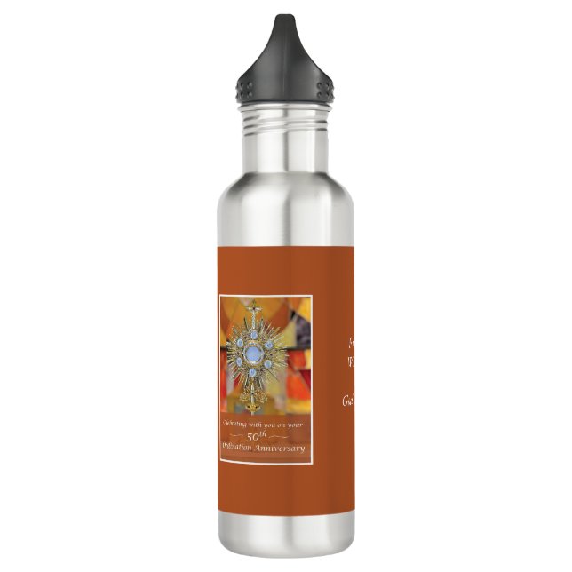 Priest 50th Ordination Anniversary Monstrance Host 710 Ml Water Bottle (Left)