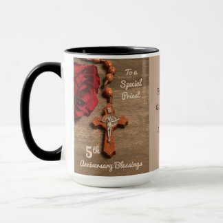 Priest 5th Ordination Anniversary Red Rose and Ros Mug