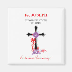 Priest 60th Ordination Anniversary Black Cross Magnet
