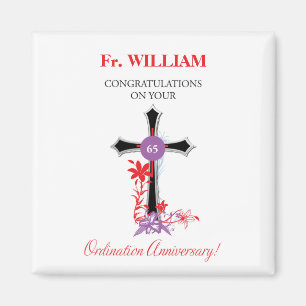 Priest 65th Ordination Anniversary Black Cross Magnet