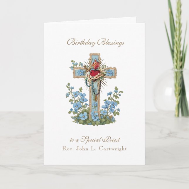Priest Birthday Blessings Celebration Virgin Mary  Card (Front)