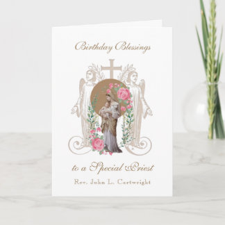 Priest Birthday Blessings Celebration Virgin Mary  Card