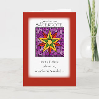 Priest Christmas Star, Spanish Holiday Card