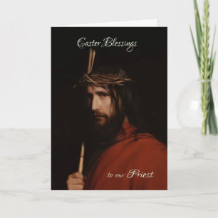 Priest - Deiction In Oil Of Jesus, Easter Card