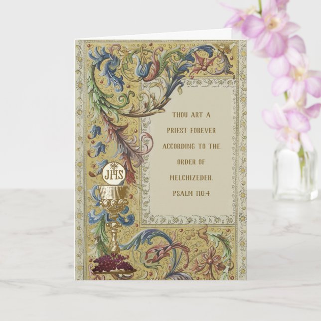 PRIEST FIRST MASS CHALICE HOST ORDINATION CARD (Orchid)