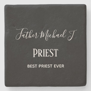PRIEST GIFTS - personalised Classic Black White Stone Coaster