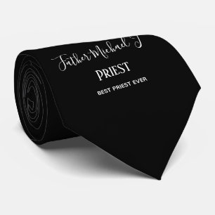 PRIEST GIFTS - personalized Classic Black White Tie