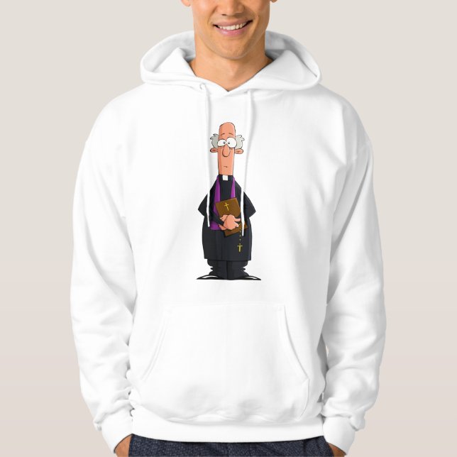 Priest Holding Bible IFunny Clergy Character Hoodie (Front)