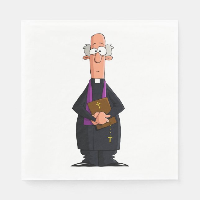 Priest Holding Bible IFunny Clergy Character Napkin (Front)