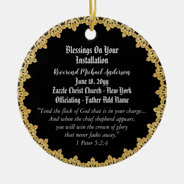 Priest Installation Gift Personalized Pastor Ceramic Tree Decoration (Front)