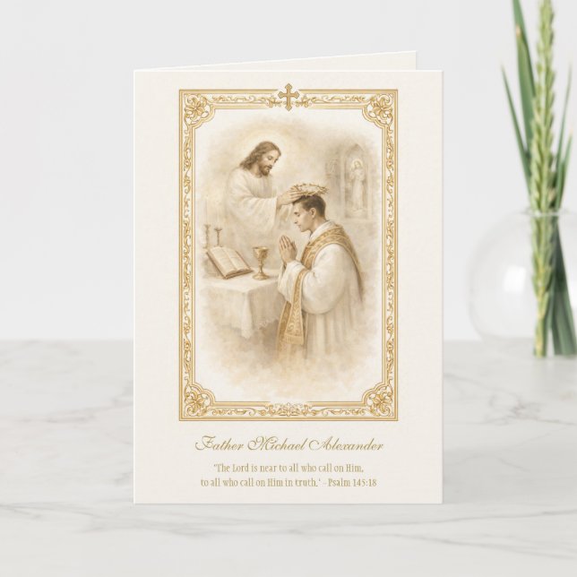 Priest Jesus Crowning Priest Anniversary  Card (Front)