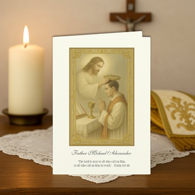 Priest Jesus Crowning Priest Anniversary  Card (Creator Uploaded)