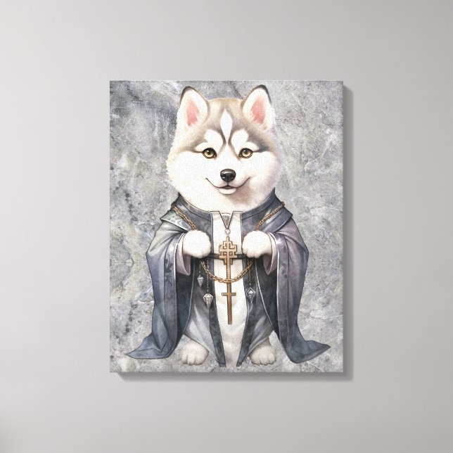 Priest King Siberian Husky Dog Canvas Print (Front)