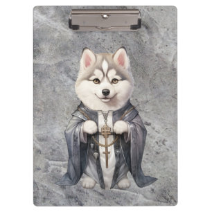Priest King Siberian Husky Dog Clipboard