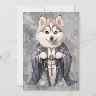 Priest King Siberian Husky Dog Holiday Card