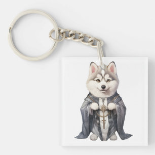 Priest King Siberian Husky Dog Key Ring