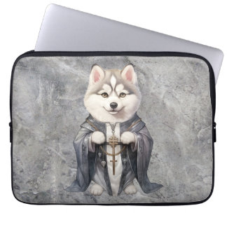 Priest King Siberian Husky Dog Laptop Sleeve