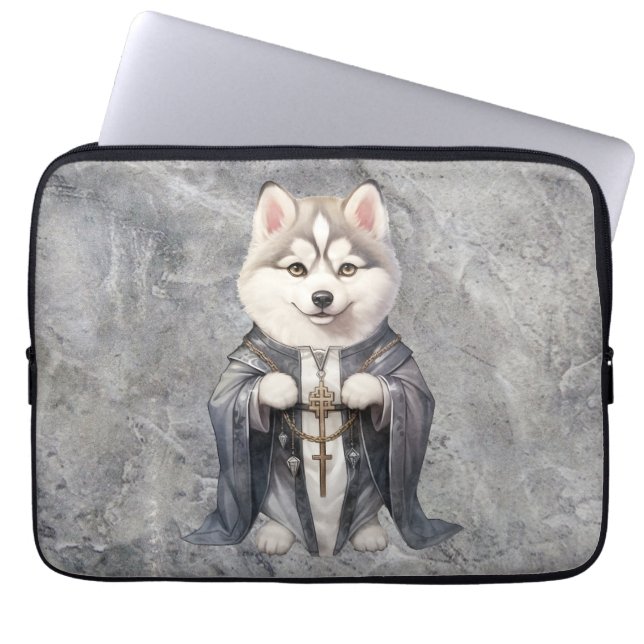 Priest King Siberian Husky Dog Laptop Sleeve (Front)