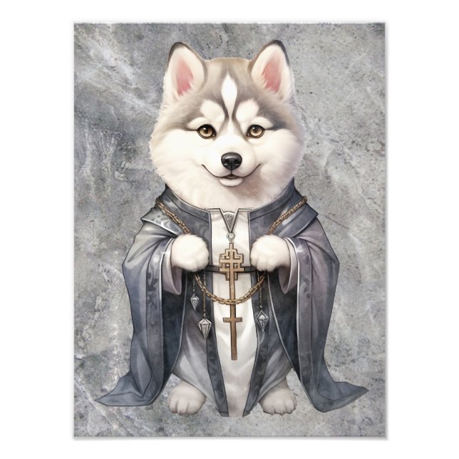 Priest King Siberian Husky Dog Photo Print (Front)