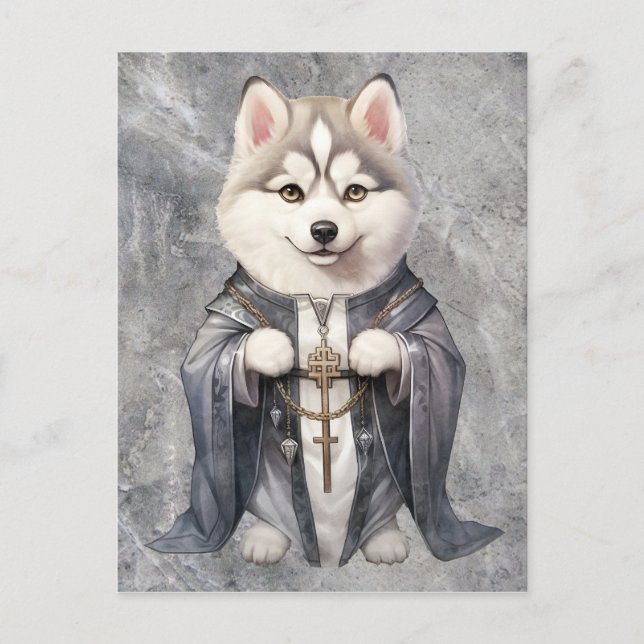 Priest King Siberian Husky Dog Postcard (Front)