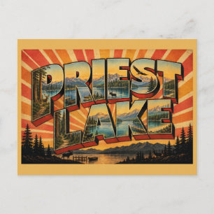 Priest Lake Idaho Alpine Lake Forest Art Postcard
