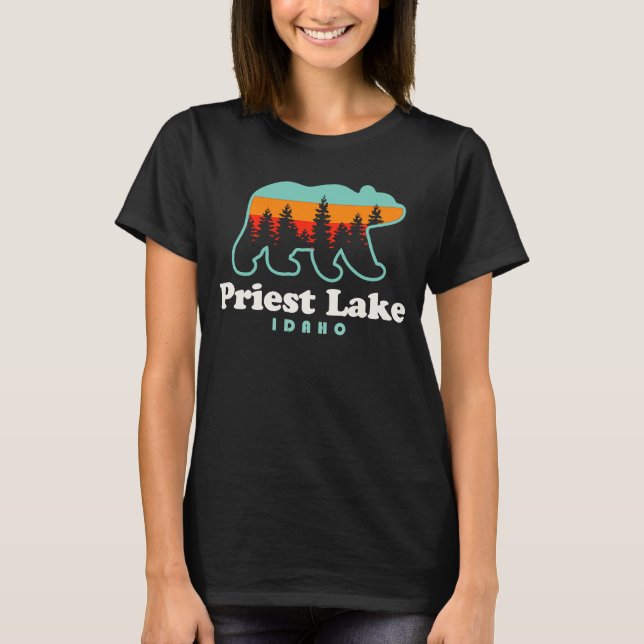 Priest Lake Idaho Camping Bear Spokane Washington T-Shirt (Front)