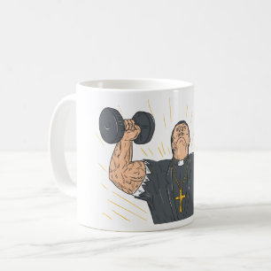Priest Lifting Weights Coffee Mug