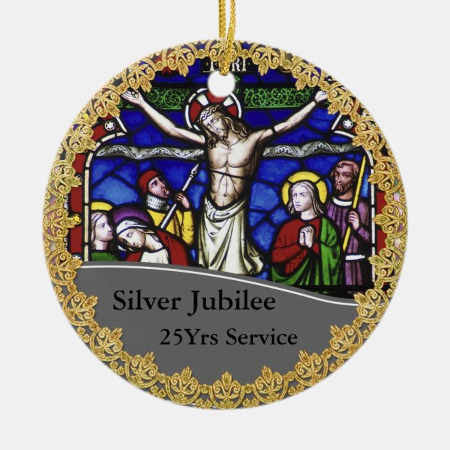 Priest Ordination 25th Anniversary Commemorative Ceramic Tree Decoration (Front)