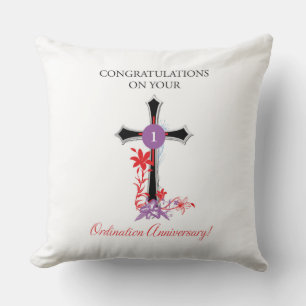 Priest Ordination Anniversary Black Cross Cushion