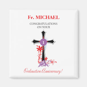 Priest Ordination Anniversary Black Cross Magnet