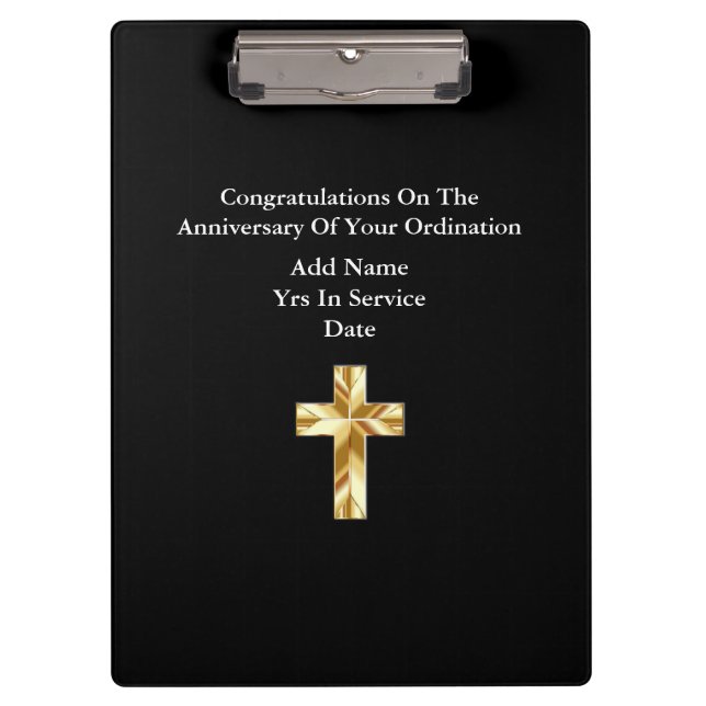 Priest Ordination Anniversary Gifts Commemorative Clipboard (Front)