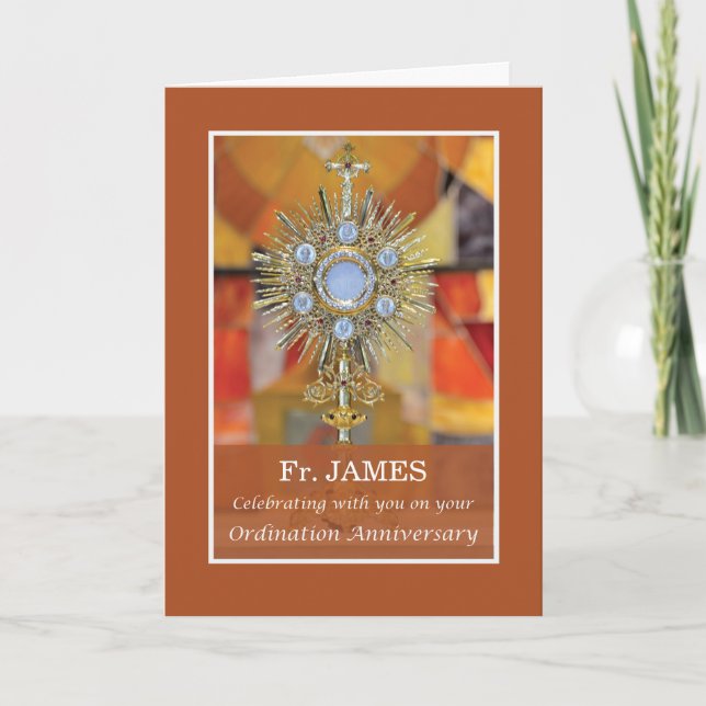 Priest Ordination Anniversary Monstrance Host Card (Front)