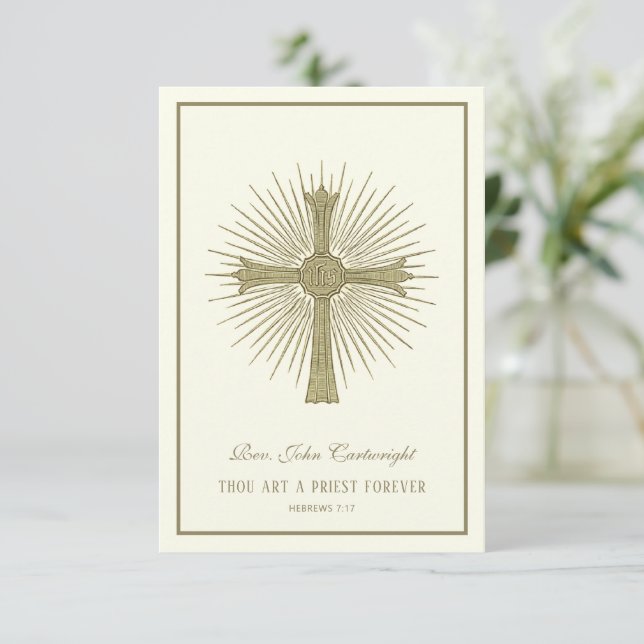 Priest Ordination Anniversary Remembrance Prayer  Card (Standing Front)