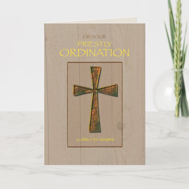 Priest Ordination Congratulations, Metal Cross Card (Front)