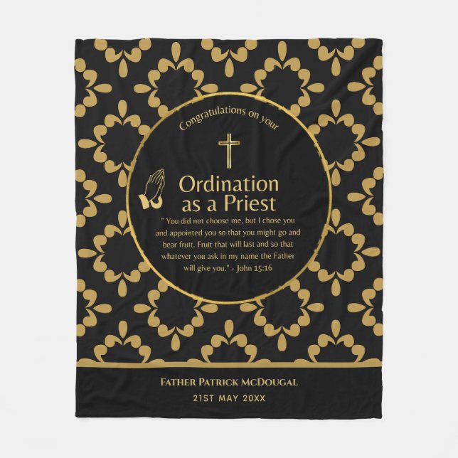 Priest Ordination New Priest Newly Ordained Custom Fleece Blanket (Front)