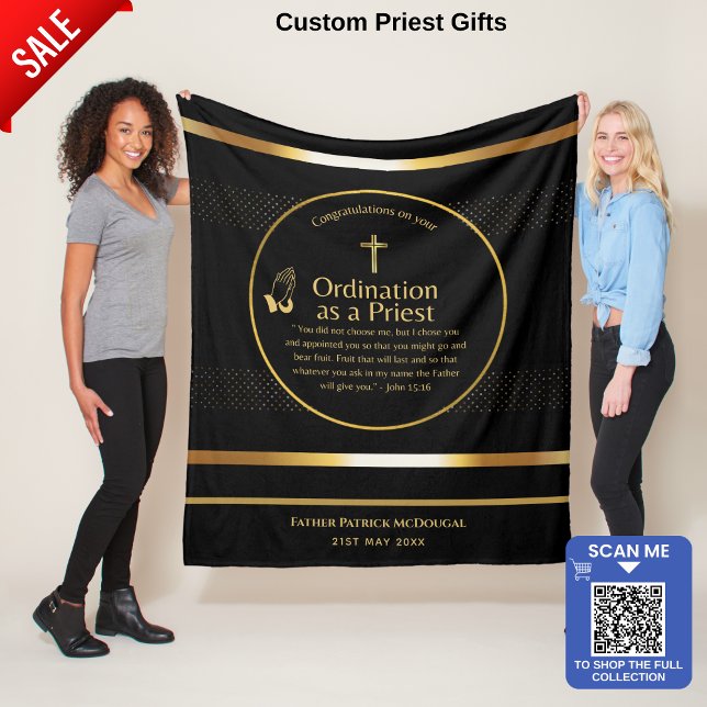 Priest Ordination New Priest Newly Ordained Custom Fleece Blanket (Creator Uploaded)