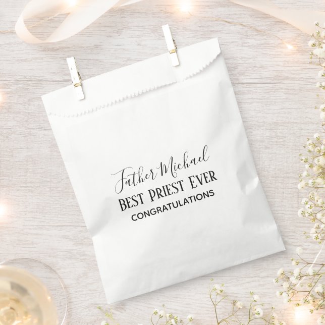 Priest Pastor Clergy Gifts - Simple Personalised Favour Bags (Clipped)