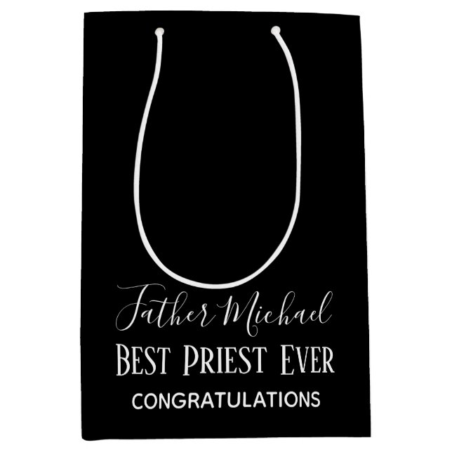 Priest Pastor Clergy Gifts - Simple Personalised Medium Gift Bag (Front)