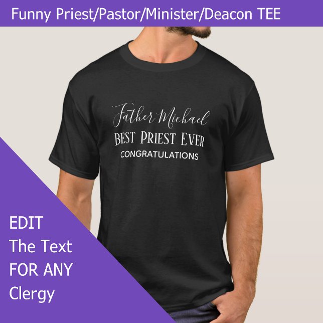 Priest Pastor Clergy Gifts - Simple Personalised T-Shirt (Creator Uploaded)