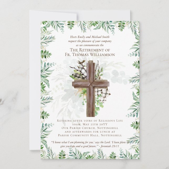 Priest Pastor Deacon Minister Retirement Invites (Front)