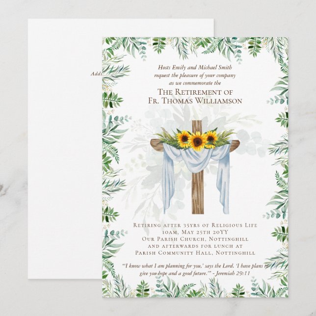 Priest Pastor Deacon Minister Retirement Invites (Front/Back)