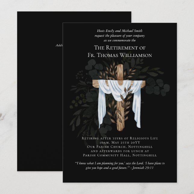 Priest Pastor Deacon Minister Retirement Invites (Front/Back)